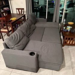 Sectional Sofa with Storage, 96" U Shaped Sectional Couches, Comfy Convertible Sectional Sofa