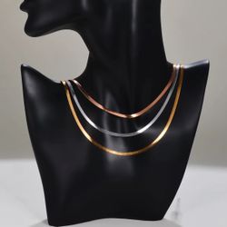 N151- 316L Stainless Steel Multi-Color 3-Layer Chain Necklace For Women!   