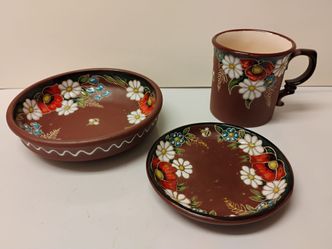 Decorative Terracotta Dishes, Mug, Plate & Bowl