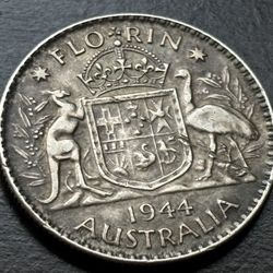 One Florin 1944 Coin Of Australia 