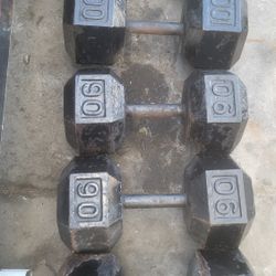 3 pairs of dumbells  100  90  85