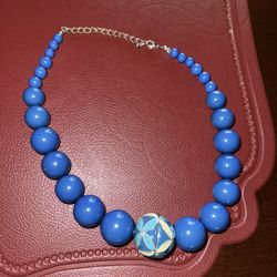 Blue Big Beaded Necklace 
