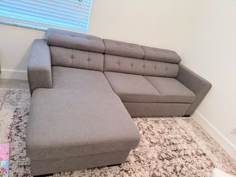 Gray Fabric Sectional Sofa with Chaise