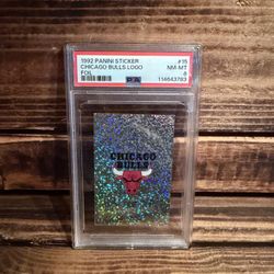 1992 Panini Sticker Chicago Bulls Logo PSA 8 Basketball Card