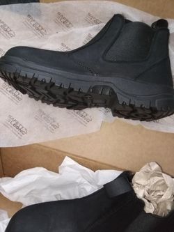 SAFETY LOONG (SIZE 12) Leather Slip Resistant Slip on Work Boots Toe Comfort