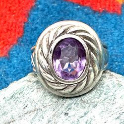 Sterling Navajo Amethyst Ring Sz 6.75