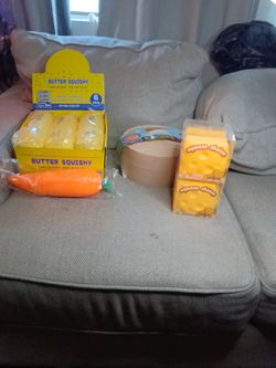 Butters squishy , carrot , block of cheese,  and mega dumpling