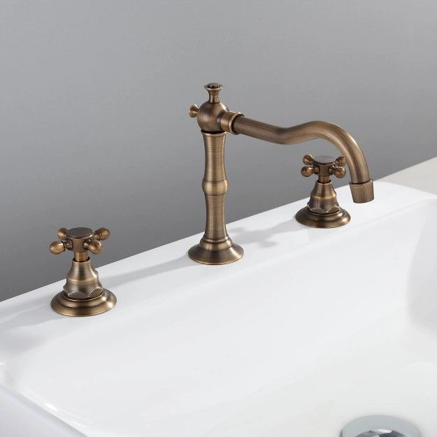 Chester Traditional Double Handle Bathroom Widespread Sink Faucet Victorian Spout