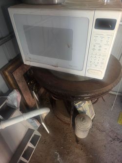Microwave and small table