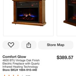 Comfort Glow 4600 BTU Vintage Oak Finish Electric Fireplace with Quartz Infrared Heating Technology