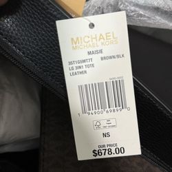 MICHAEL MICHAEL KORS MAISIE 35T1G5MT7T BROWN/BLK LG 3IN1 TOTE LEATHER