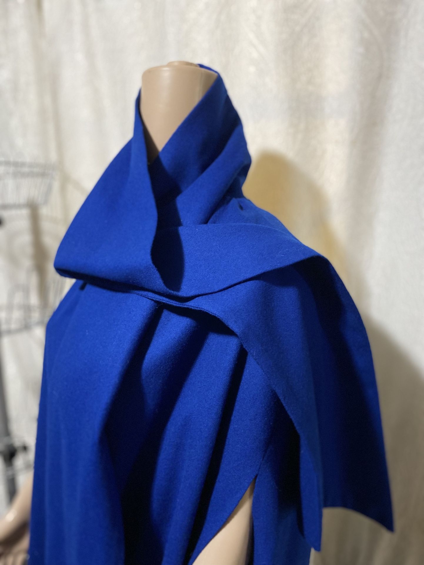 Vintage MERINO WOOL Royal Blue Cape