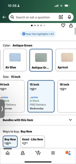 Mosio Sleeve 15 Inch