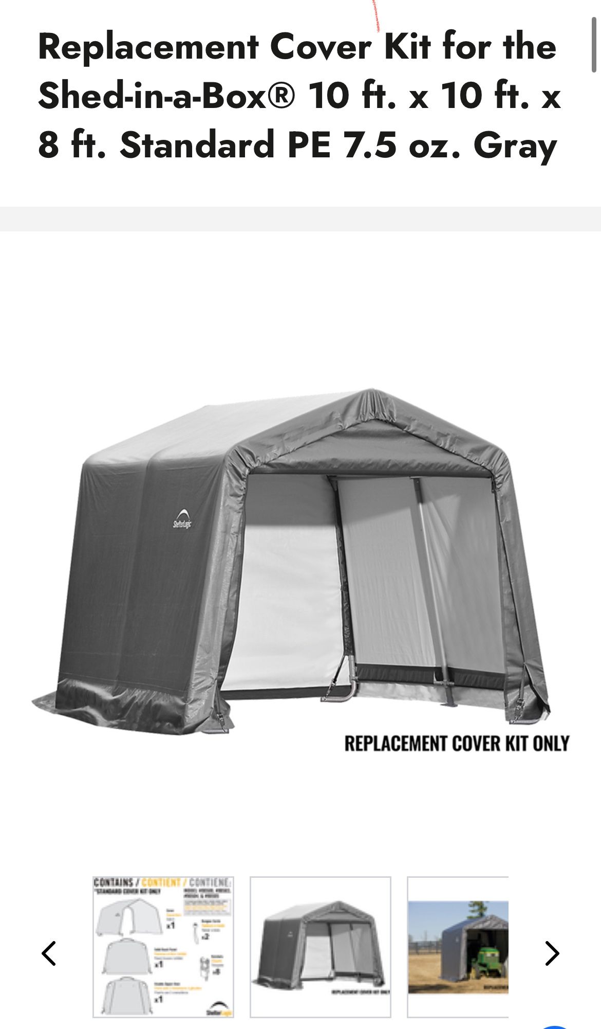 Shelter Logic 10x10x8 Replacement Cover Kit