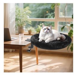 Brandnew Cat Desk Bed - Ergonomic cat Desk Perch Clamp for Remote Workers - Quality Desktop Suspended Cat's Bed- Rotating Cats Hammock Desk with Remov