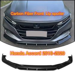 4PCS Carbon Fiber Black Front Bumper Lip Spoiler FIT 2018–2020 Honda Accord – ABS Material, Easy Installation