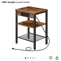 Side Table with Charging Station and USB Port
