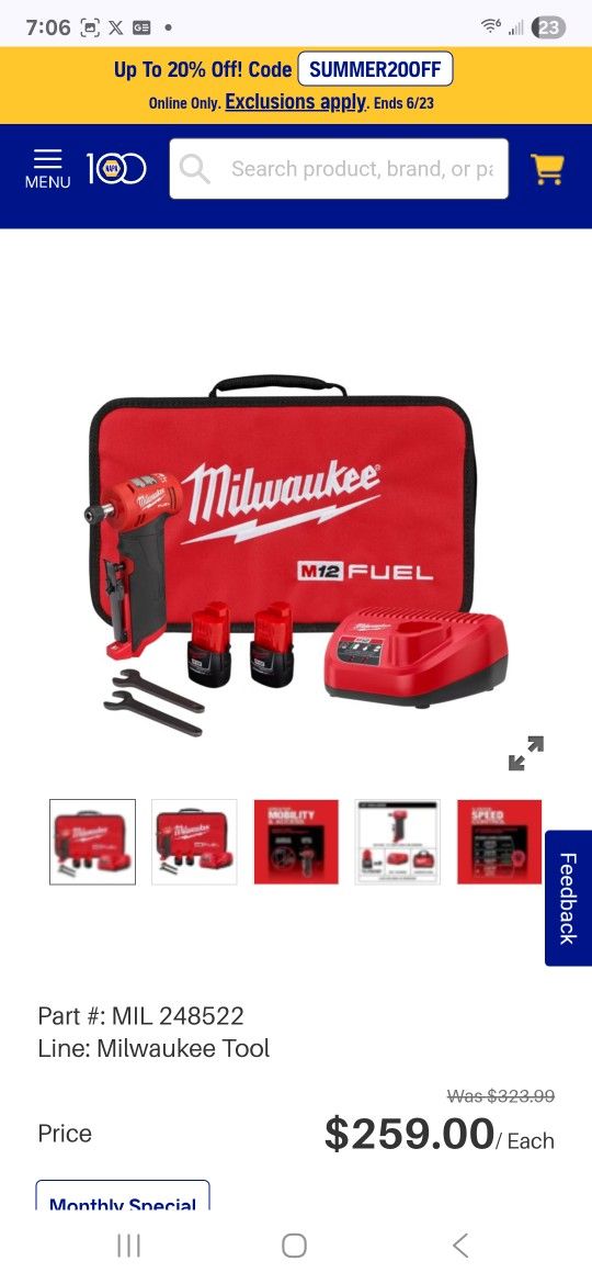 Milwaukee Grinder M12 FUEL