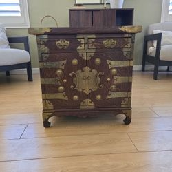 The item is a Mid-Century Japanese mahogany wood side table
