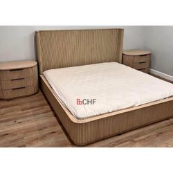 Light Oak Queen / Eastern King Size Bed Frame - Mattress Sold Separately 