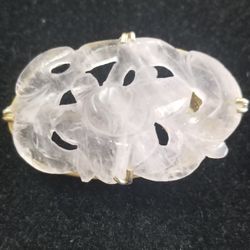 Pin Sterling Silver And Carved Quartz 