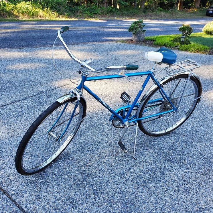 schwinn collegiate 5 speed bicycle 5spd blue 1971  BoulevardBikes Customized 1969 Schwinn Collegiate 5