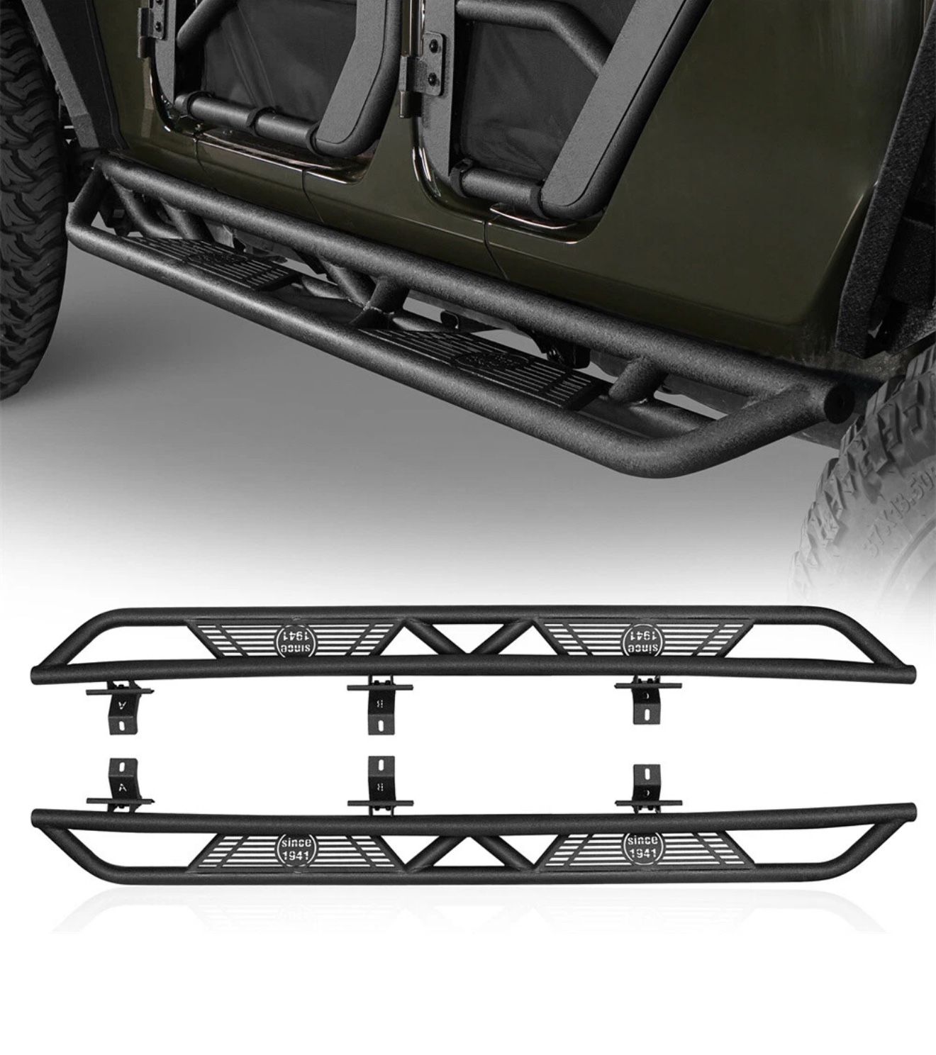 Hooke Road Gladiator 5.3" Drop Side Step Tube Running Boards Nerf Bar Rock Slider Rails for Jeep Gladiator JT 2020 2021 2022 2023 2024 2025 4-Door