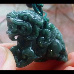 117242 VS Certified Jadeite Myanmar Burmese Hand Carved Natural A Jade pendant Dragon Pi Xiu Ruyi