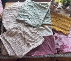 10 Decorative Throw Pillow Covers - Boho Neutral Mix (Knit, Velvet, Boucle) - Clean