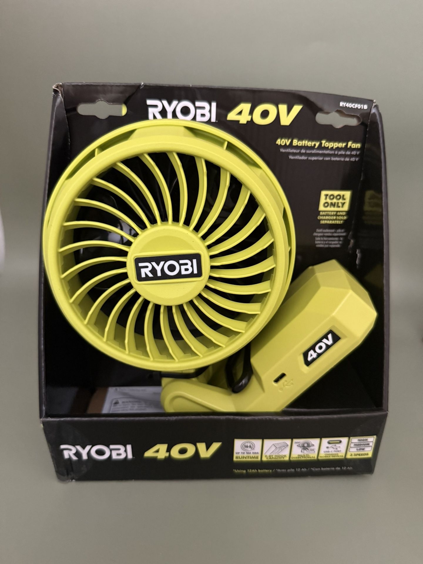 Ryobi 40V Battery Topper Fan (Tool Only) - RY40CF01B NEW