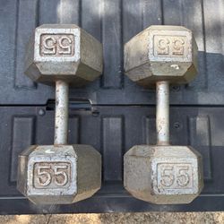 55 Pound Hex Dumbbells Pair