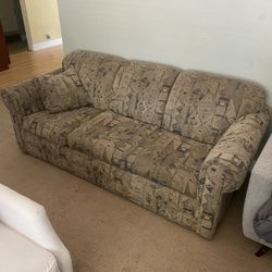 Brown And Tan Patterned Couch