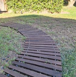roll-out curved wooden garden pathway