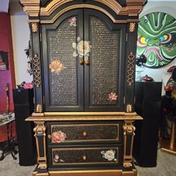 Ornate Chalk Painted Armoire