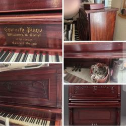 Antique Rare Epworth Upright Willams & Sons Upright Wood Grand Piano