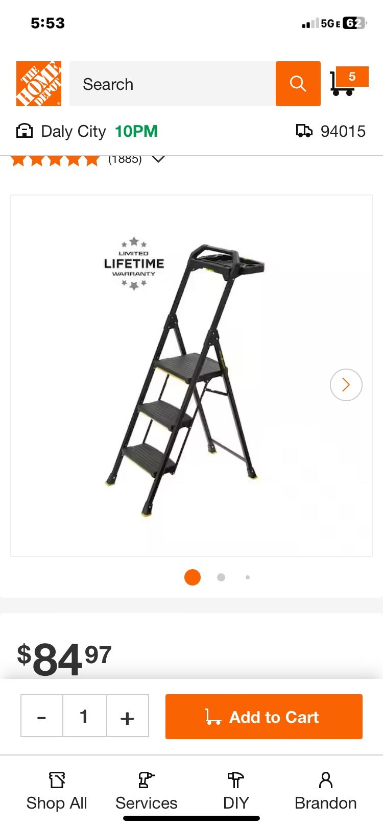 Gorilla 5’ Ladder With Fold Down Tray
