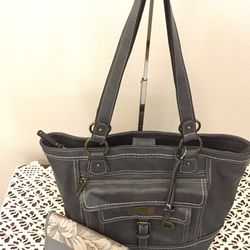 VGC  BOC Born Concept Grey/Grey Stitch Shoulder Bag or Hand Bag and Wallet Set