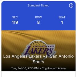 Los Angeles Lakers Vs San Antonio Spurs Tue Feb 10th