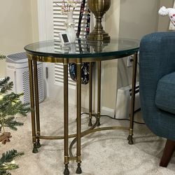 Gold Frame Glass Top Coffee Table And Side Table