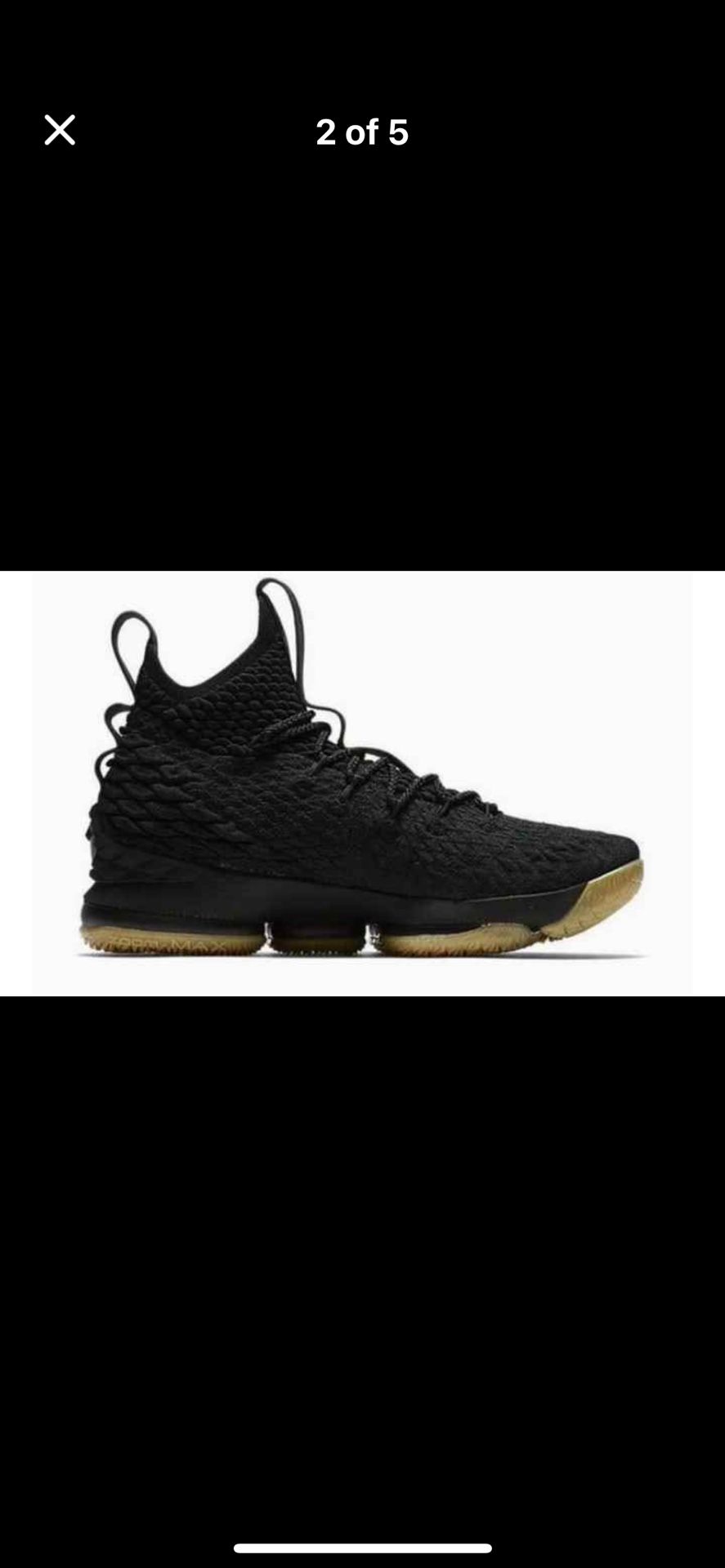 Brand New NIKE LeBron James 15” Black Gum Men’s Size 10