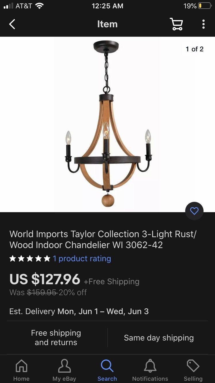 3-light wood indoor chandelier 🖤