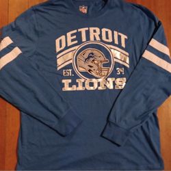 Detroit Lions Men's Size Xlarge Shirt Long Slervwbstitched Helmet Patch