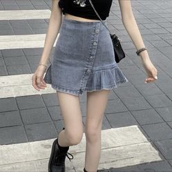Korean style street cool Denim Skirt