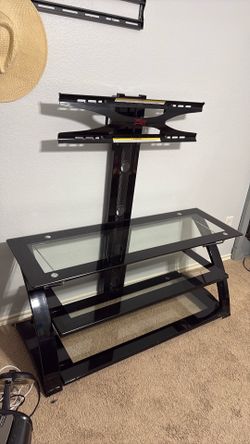 $100 Black glass tv stand 3 shelves