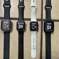 FIRM PRICE - 4 Apple Watches, 3 Brand New USB C Fast Chargers/One USB 3.0 Charger, 8 Cases/Screen Protectors, Extra Band