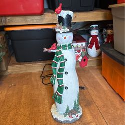 30 Inch Tall Snowman/ Pre Lit LED Colored Lights