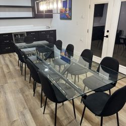 10ft long extendable glass dining table set