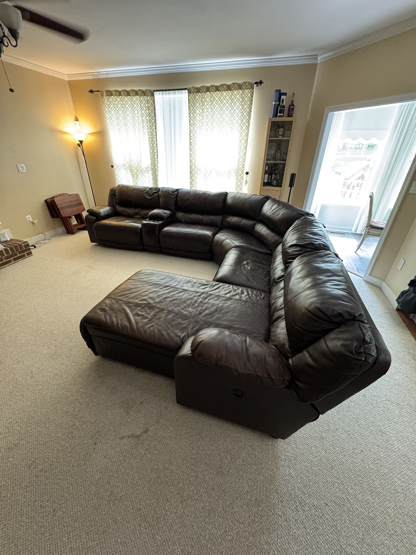6-Piece Leather Reclining Sectional Sofa w/chaise