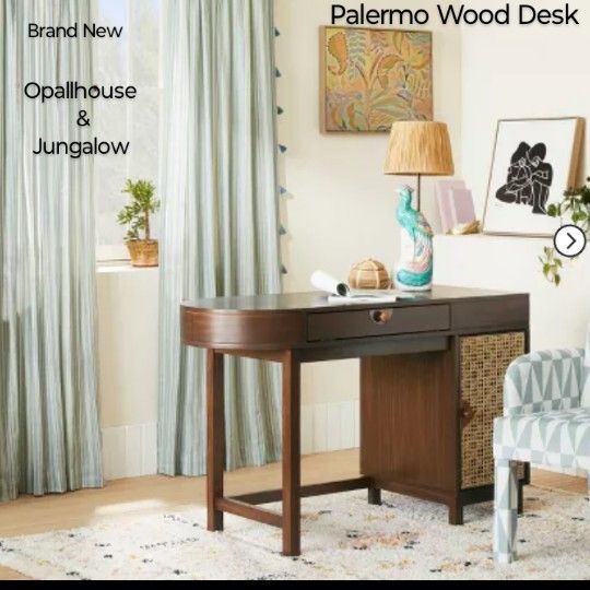 Brand New Jungalow & Opallhouse Palermo Wood Desk With Storage And Drawers