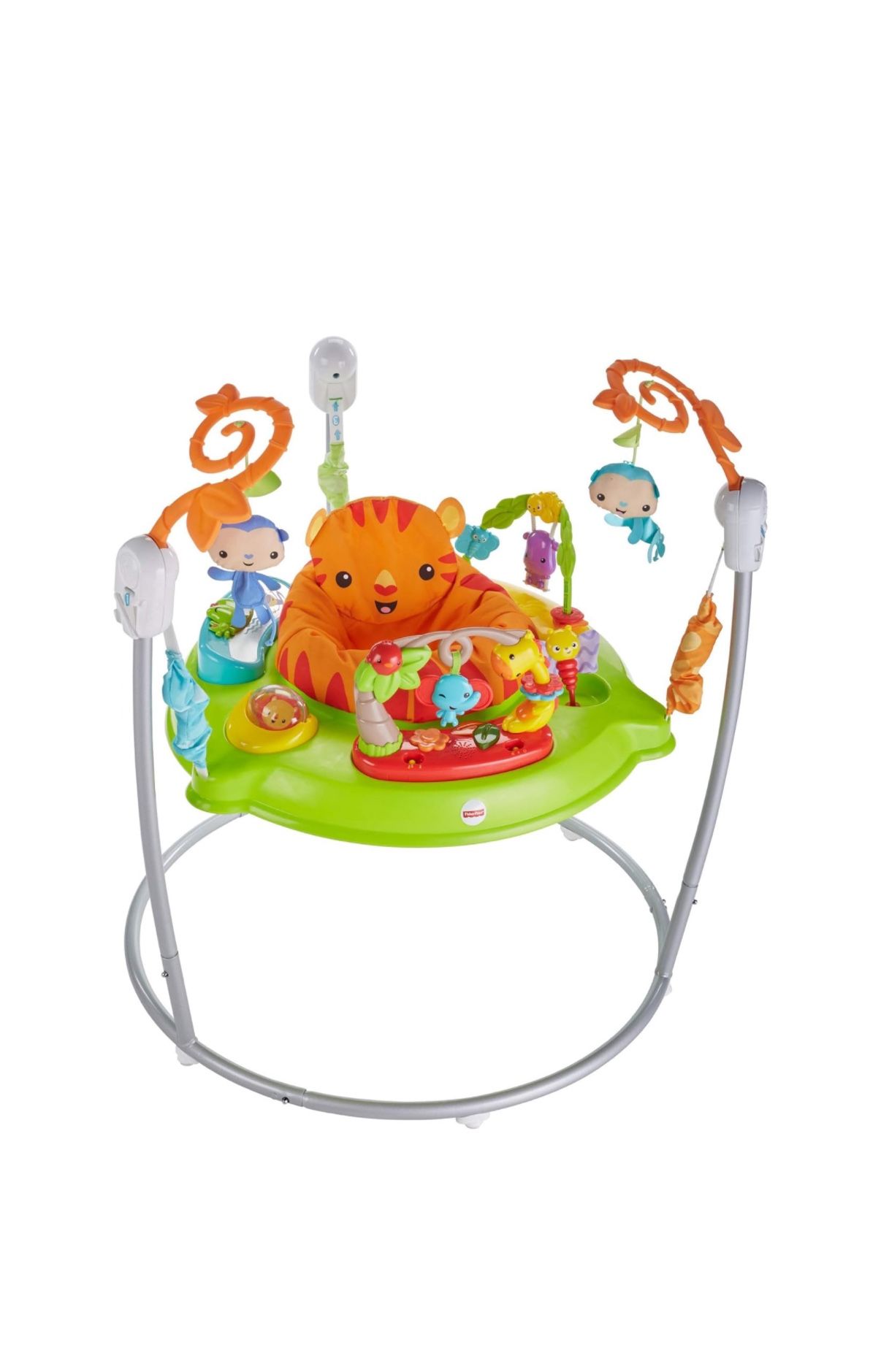 Fisher-Price Baby Bouncer Tiger Time Jumperoo Musical Activity Center with Lights Sounds & Developmental Toys